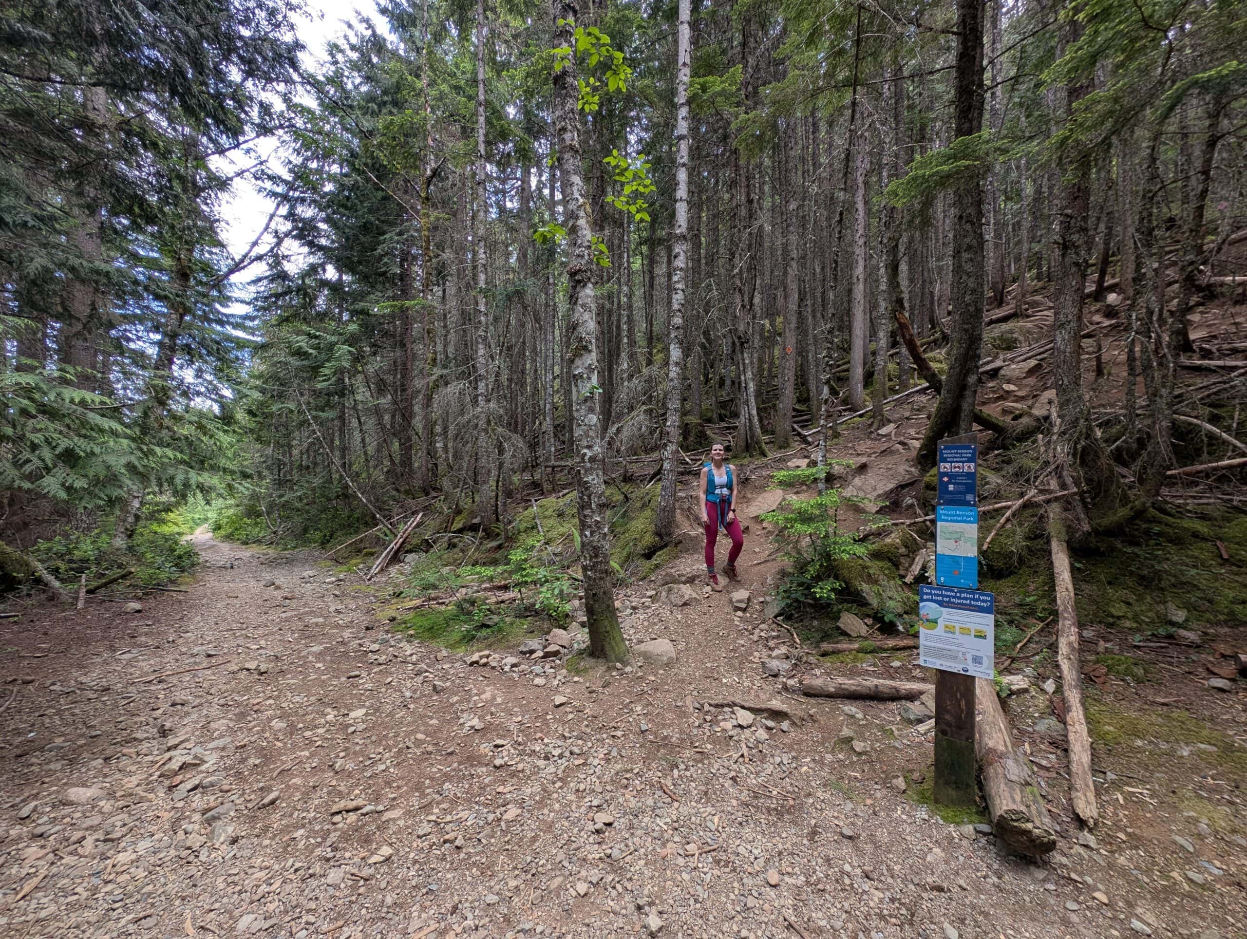 Showing the way up Mt Benson summit Nanaimo BC