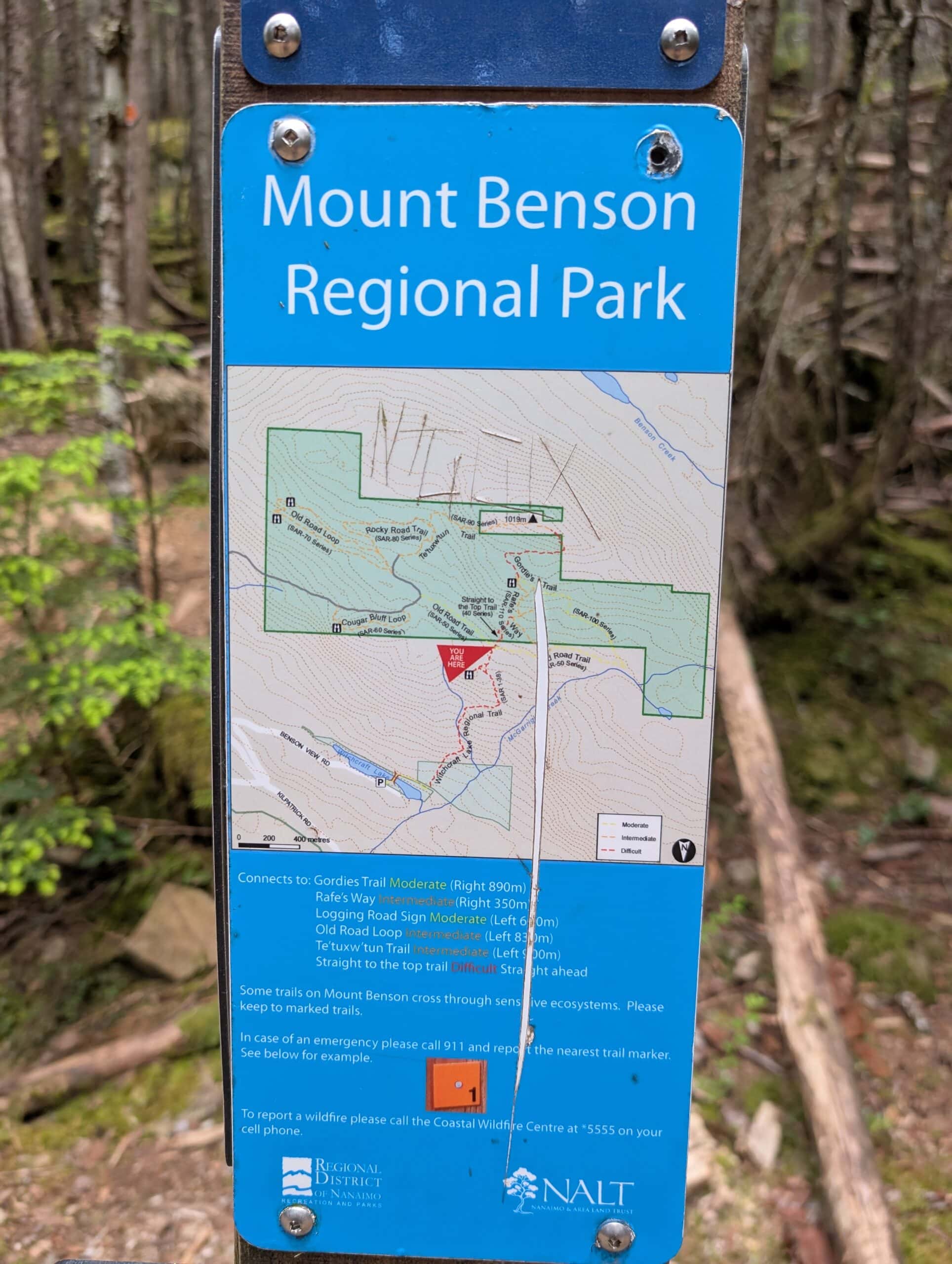 Mount Benson Regional park trail signs