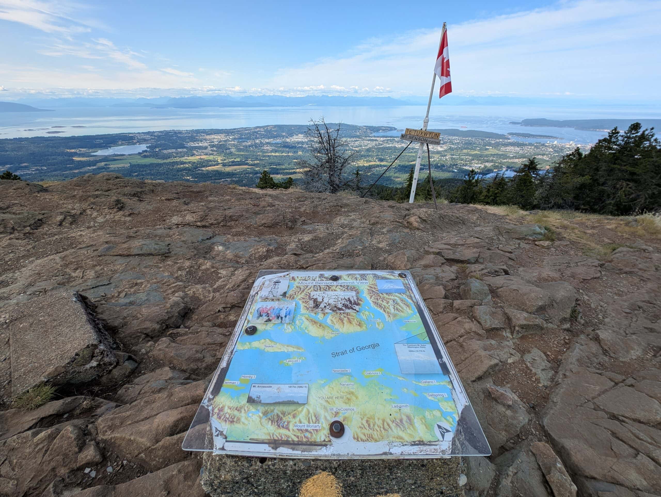 The strait of georgia map Summit views Mount Benson trail Nanaimo BC