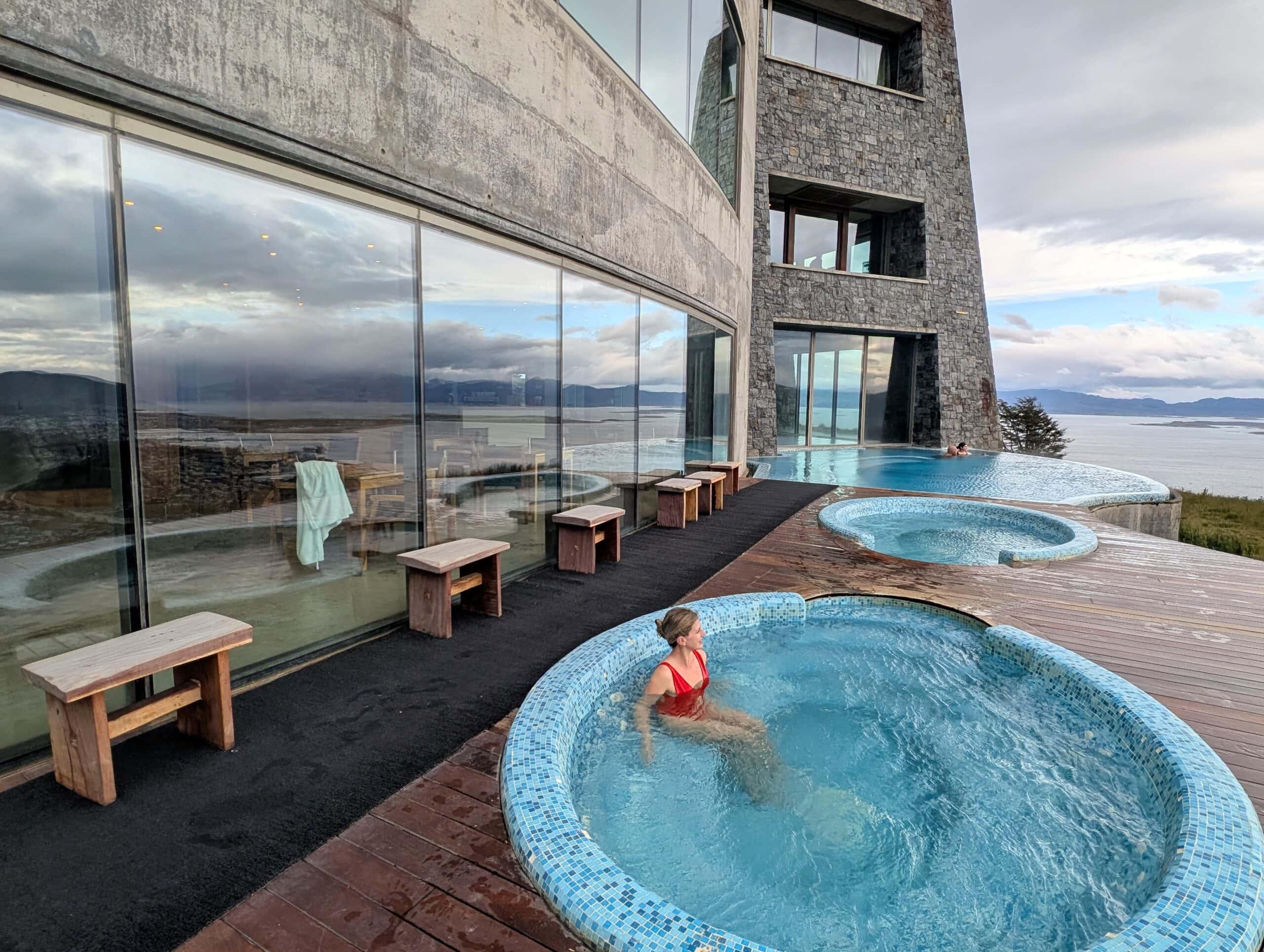 The amazing hot tubs at Arakur 5 star Ushuaia